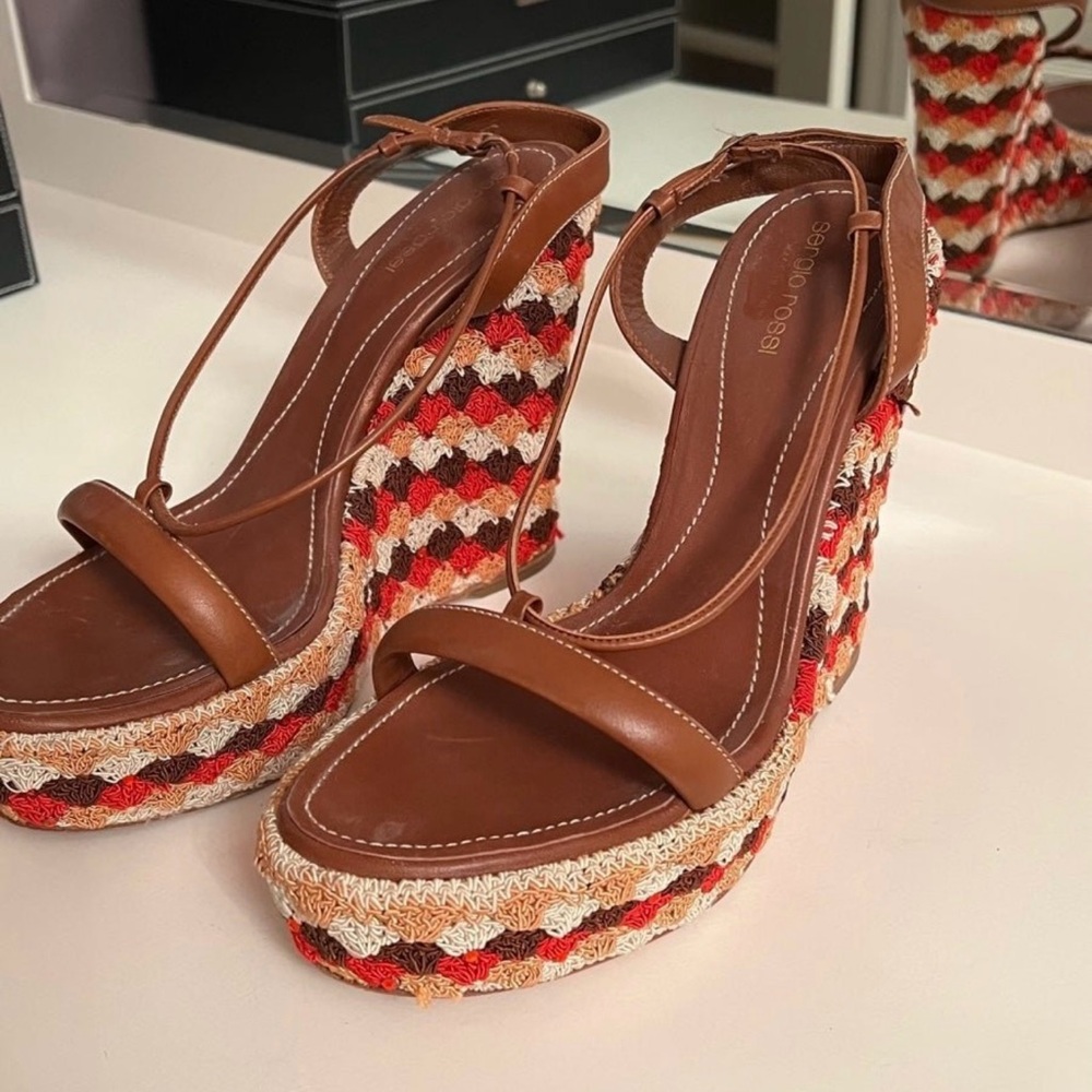 Sergio Rossi Brown and Multicolor Wedges